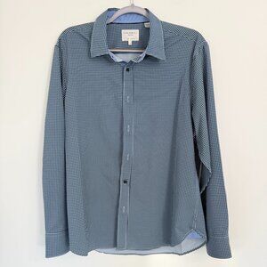 👔 **CON.STRUCT Slim Fit 4-Way Stretch Dress Shirt – Blue Micro Check – Size Lar